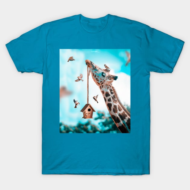 Girraffe and house T-Shirt by sidomatic